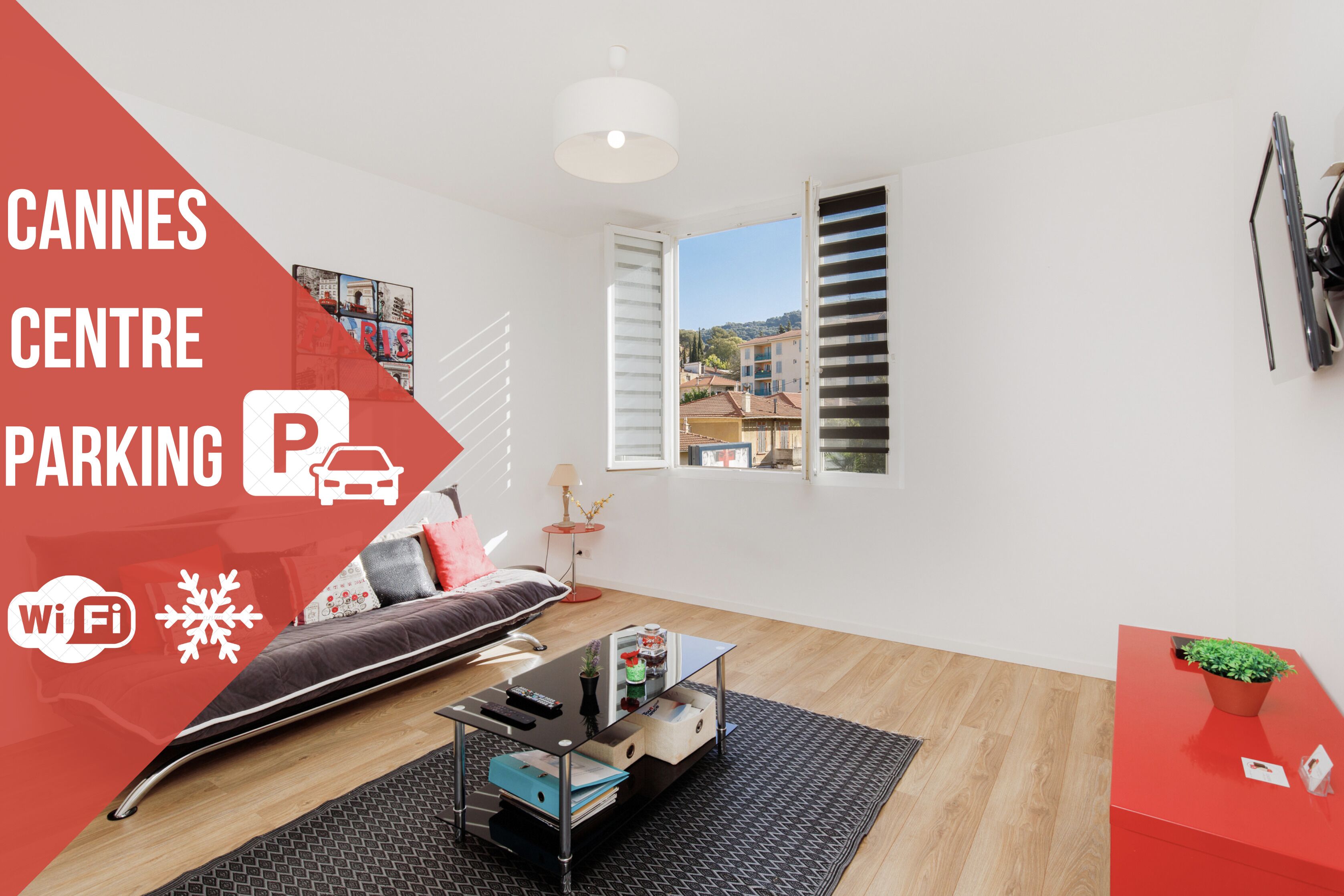 Super Cannes rental 3 *** 2 to 4 pers 15 minutes walk from Center Clim Parking