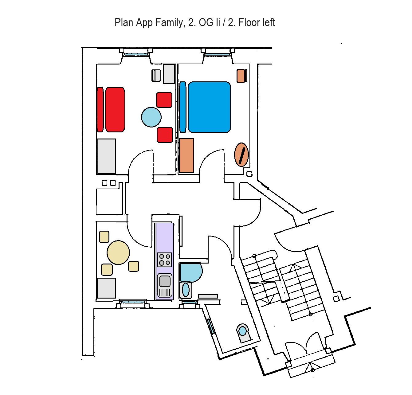 Ferienwohnung Family, 60qm, 1 Schlafzimmer, max. 4 Personen