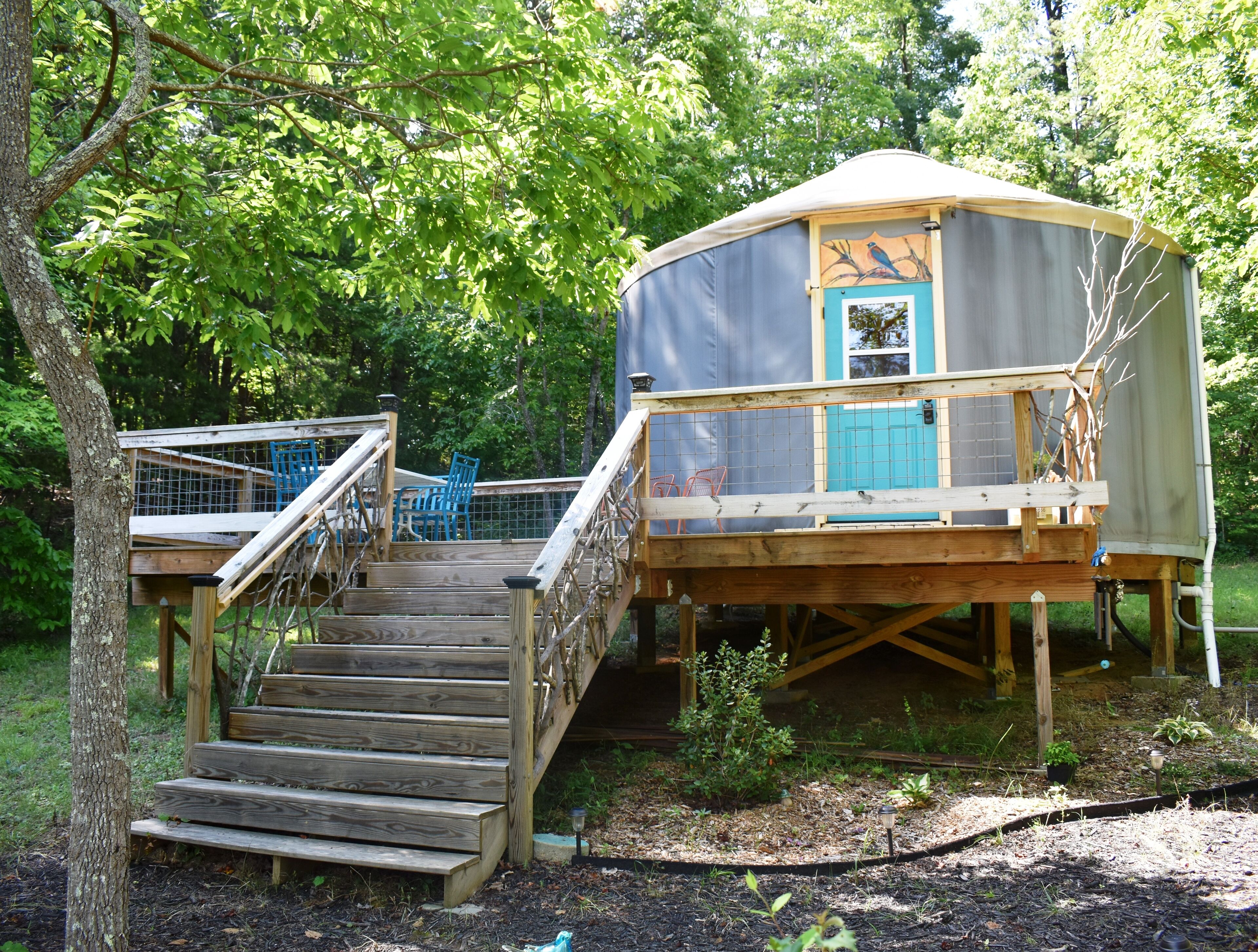 Unique and Charming BlueBird Yurt at Feathered Fox Farm