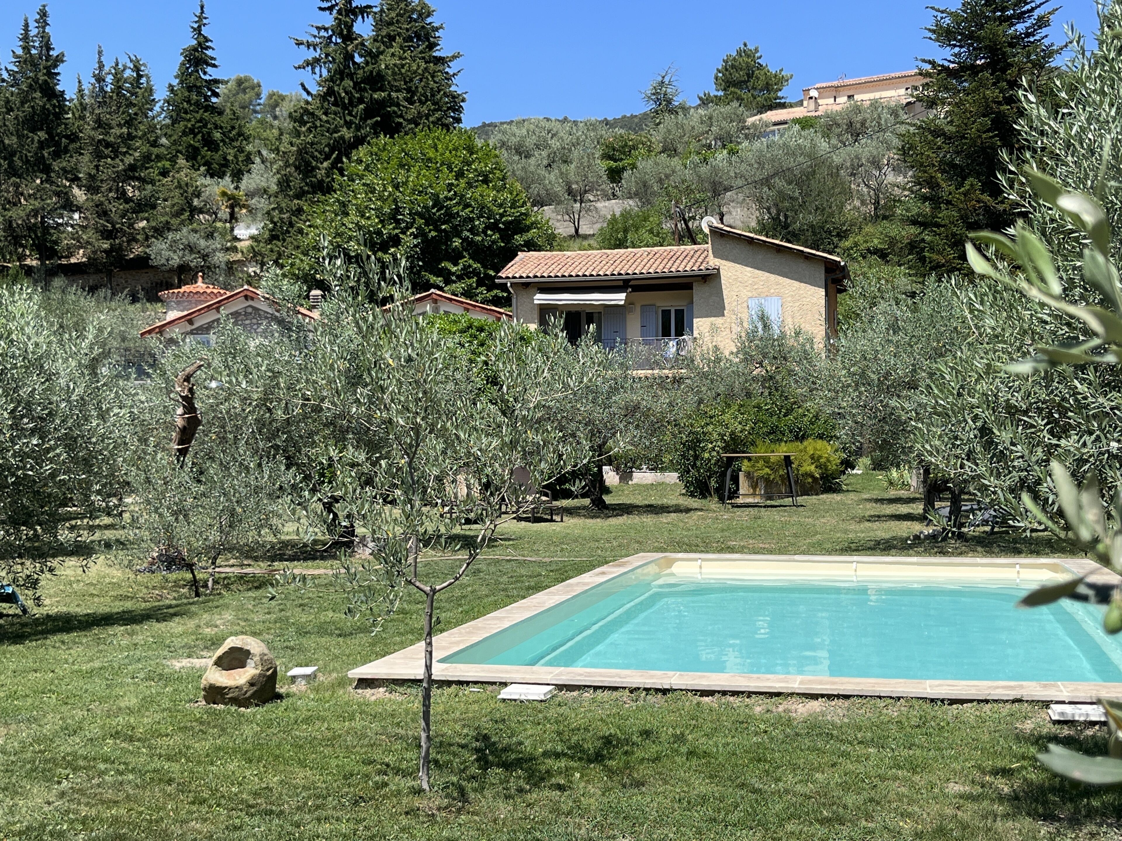 Adjoining apartment country house with superb views south.