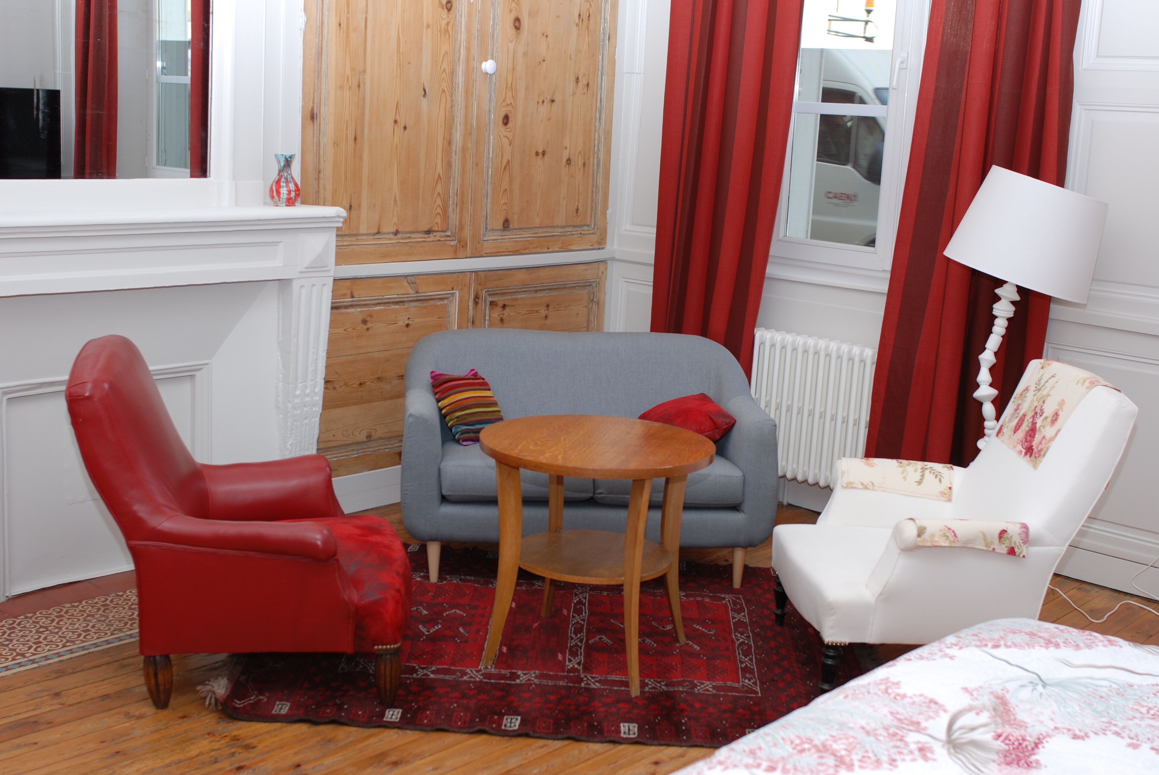 apartment on the ground floor of an 18th century building, pedestrian square