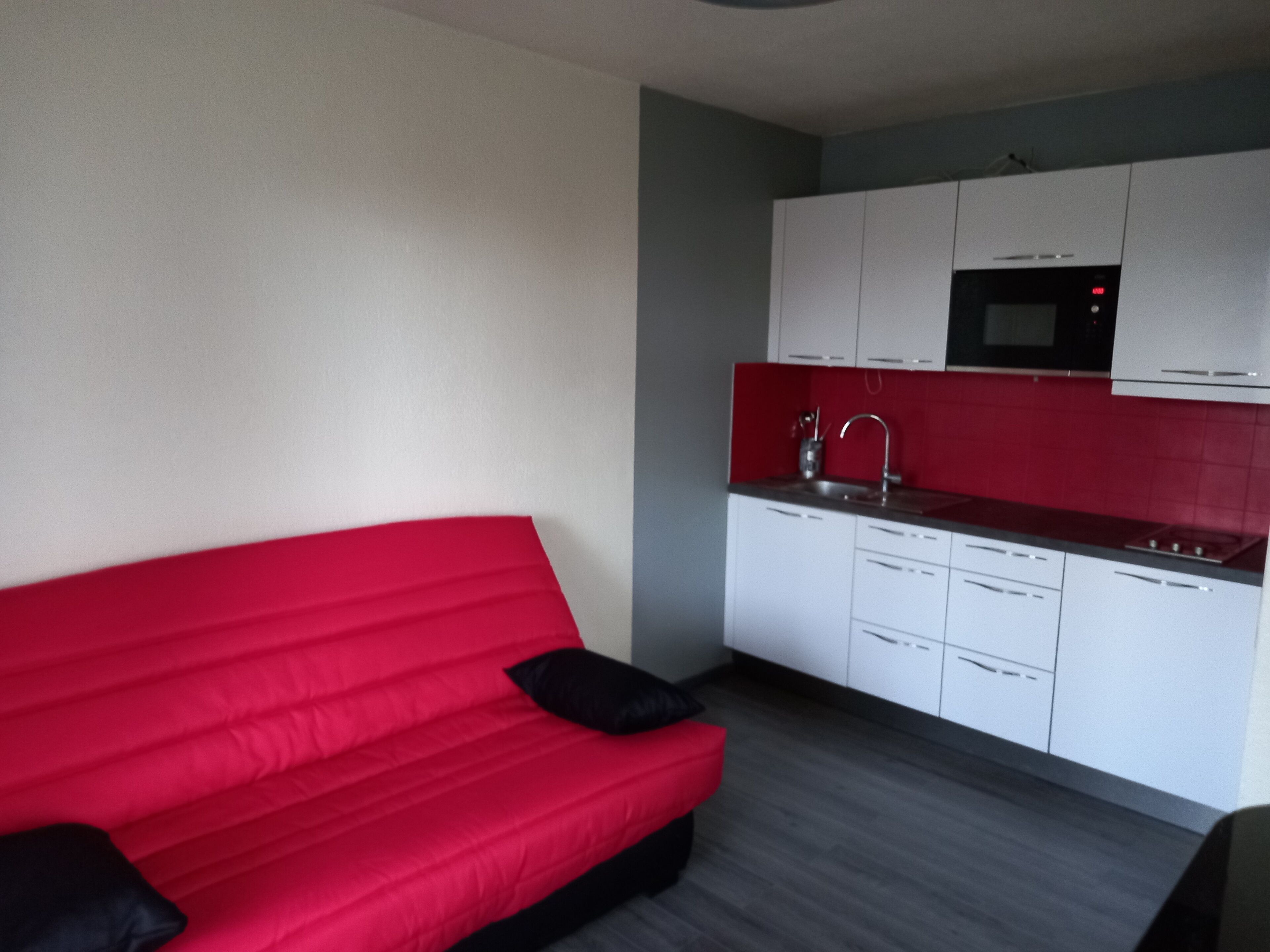 sudio with terrace on the ground floor.