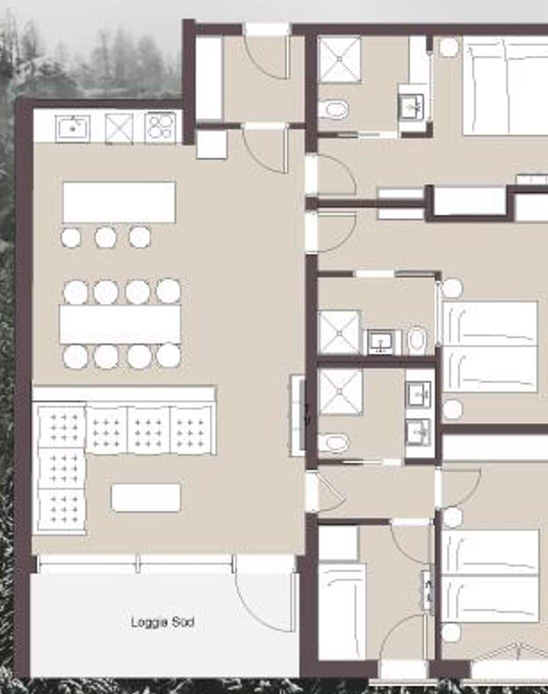 ApARTment 4 - 4 bedrooms, 3 showers / toilets, south-facing terrace - WalserART