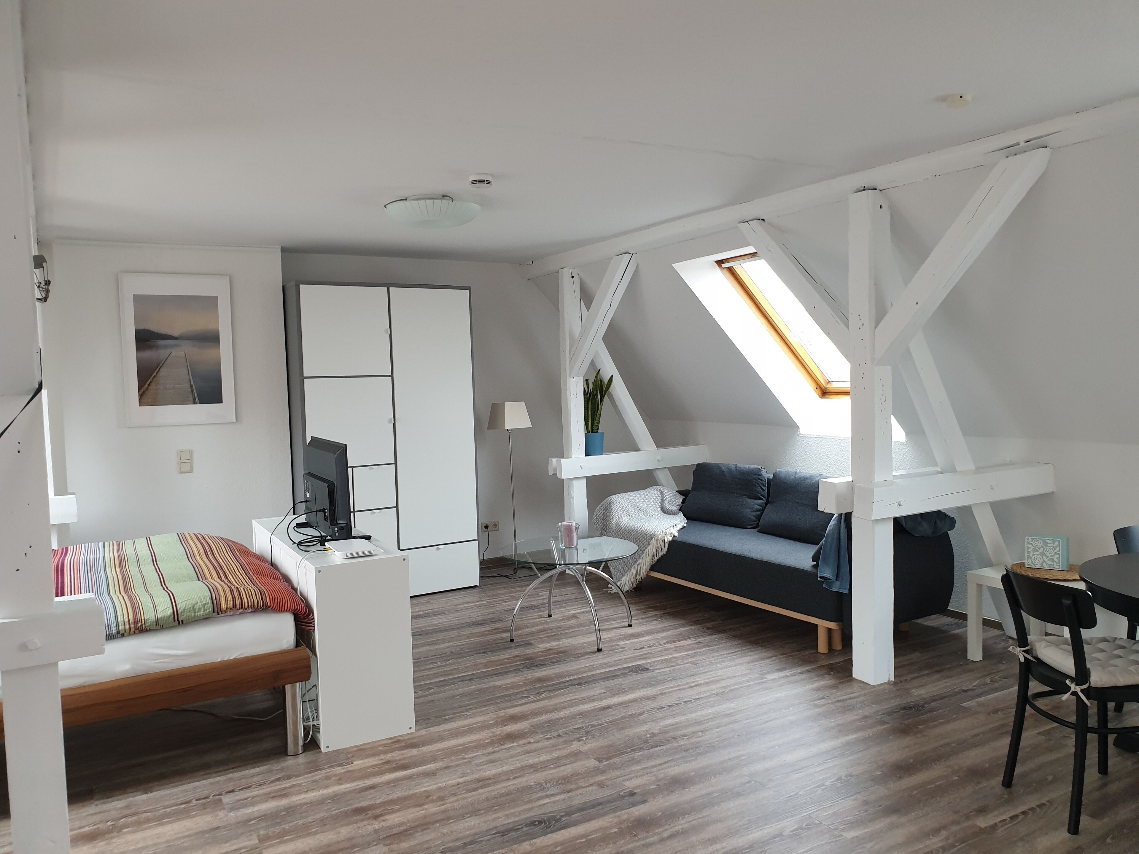 One-room apartment above the roofs of downtown Erfurt