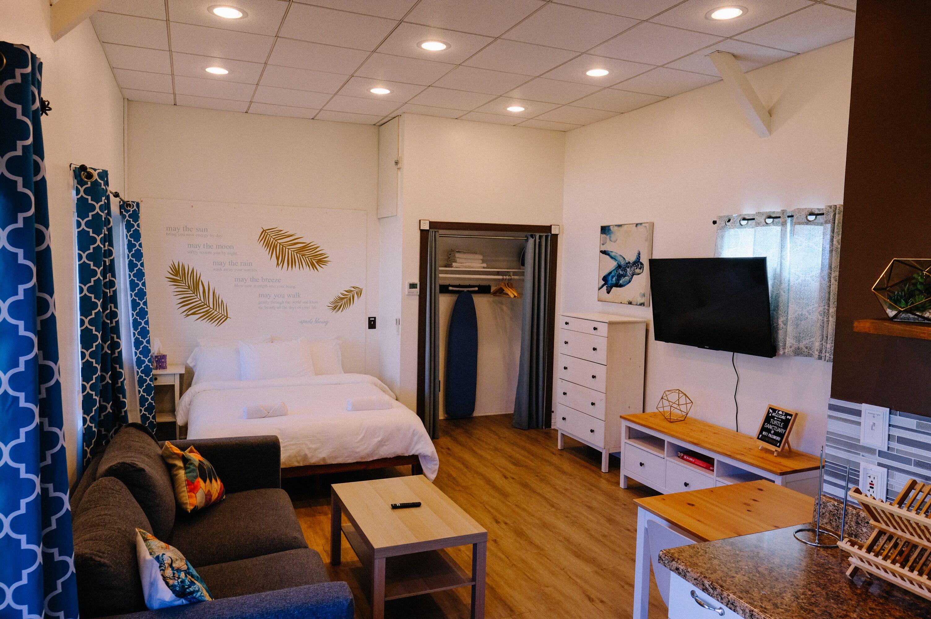 Turtle-themed tiny house with a turtle pond, hot tub, e-bikes, and EV charging