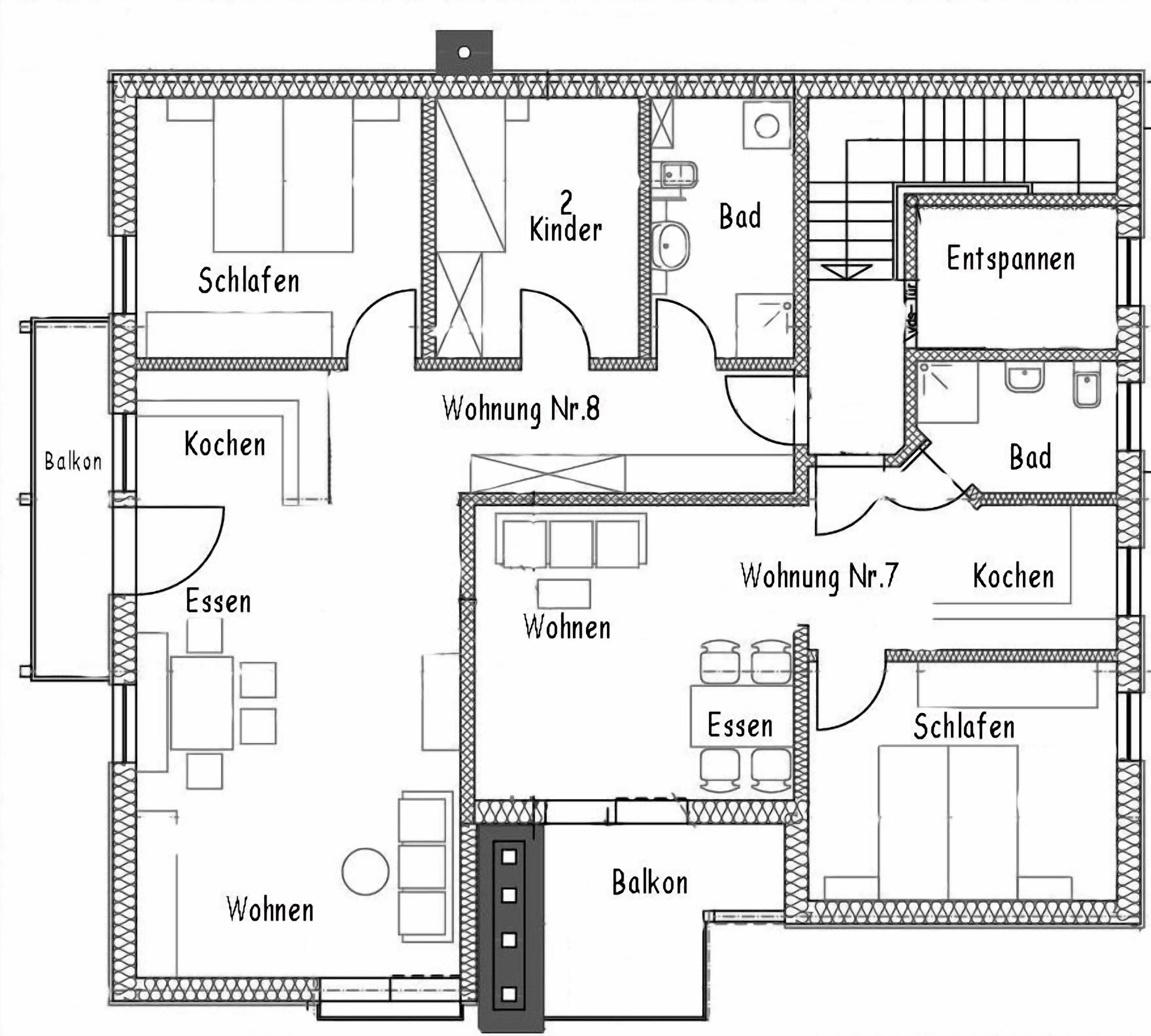 Ferienwohnung Nr. 7, 38 qm Dachgeschoss, 1 Separates Schlafzimmer