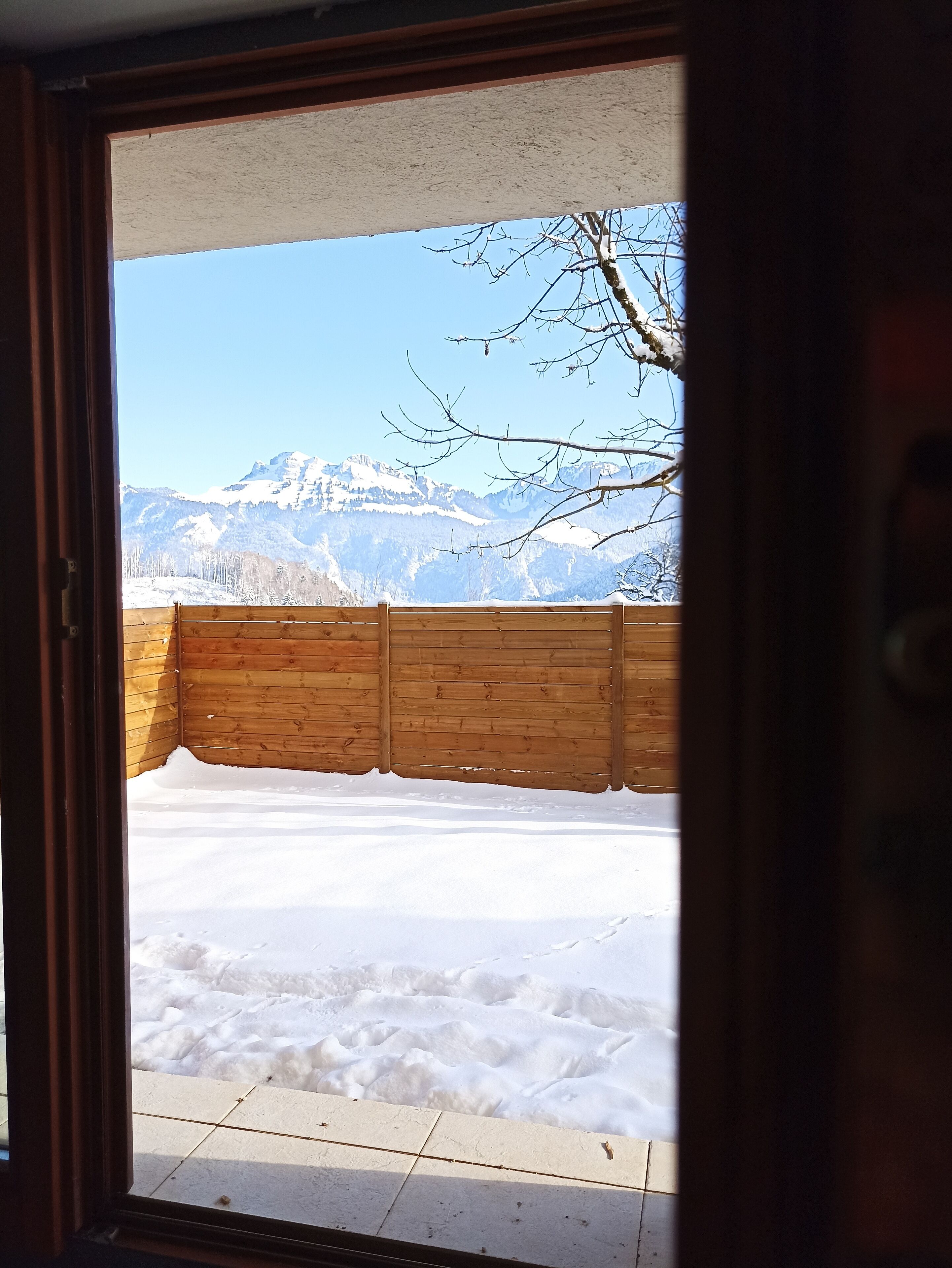 Old farmhouse, mountain view