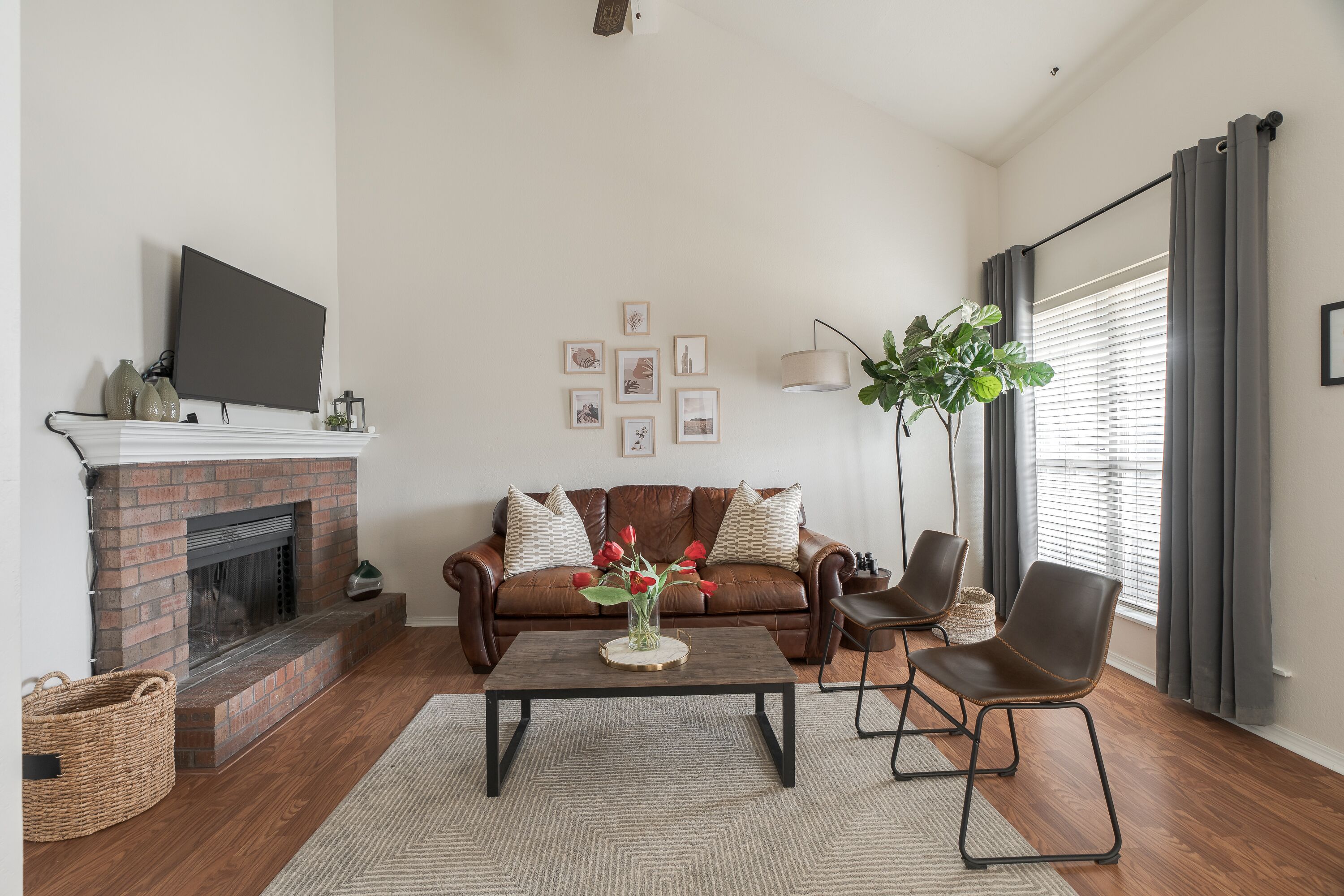 Modern city condo with Bluff Creek nature views