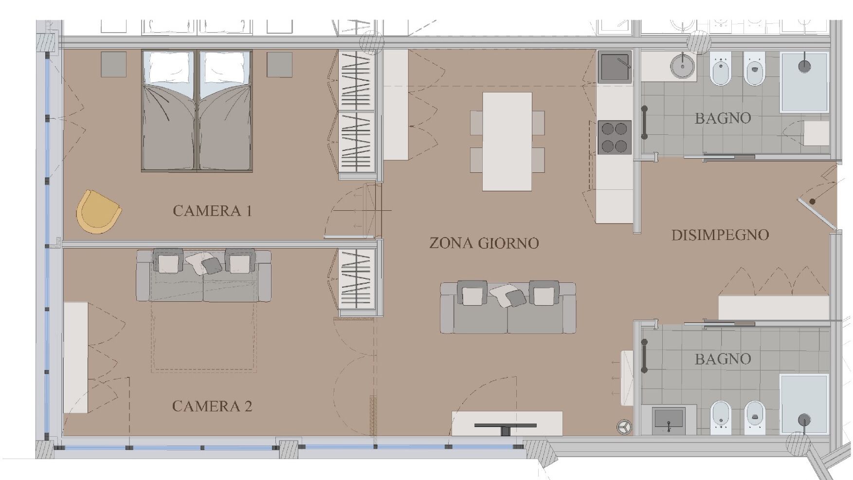 Bright and spacious three-room apartment