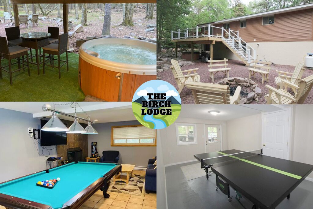 Cabin in Lake Harmony with Hot Tub Fire Pit Pool Table & Ping Pong etc 