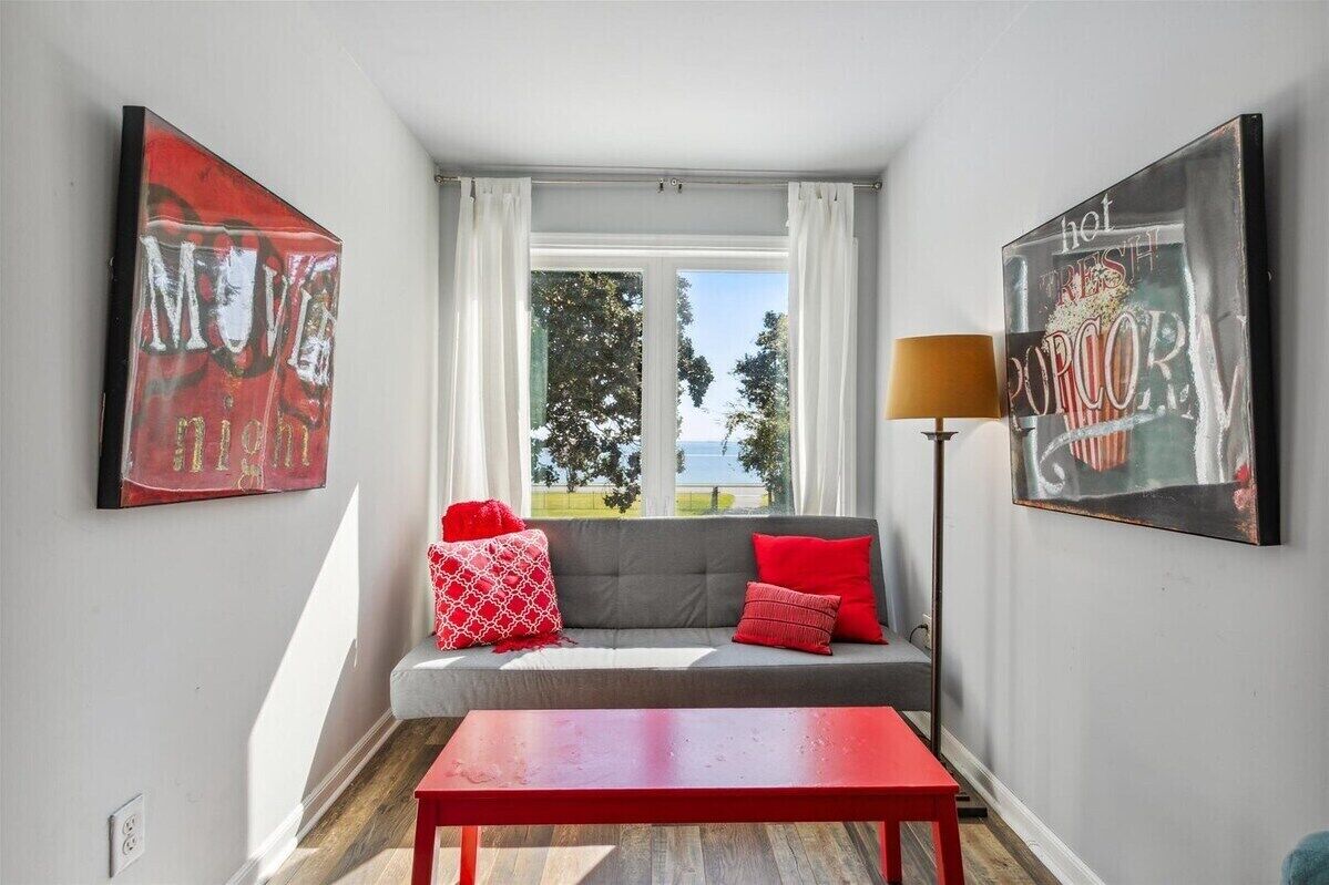 Discover a compact studio with private Chesapeake Bay view, designed for extended stays