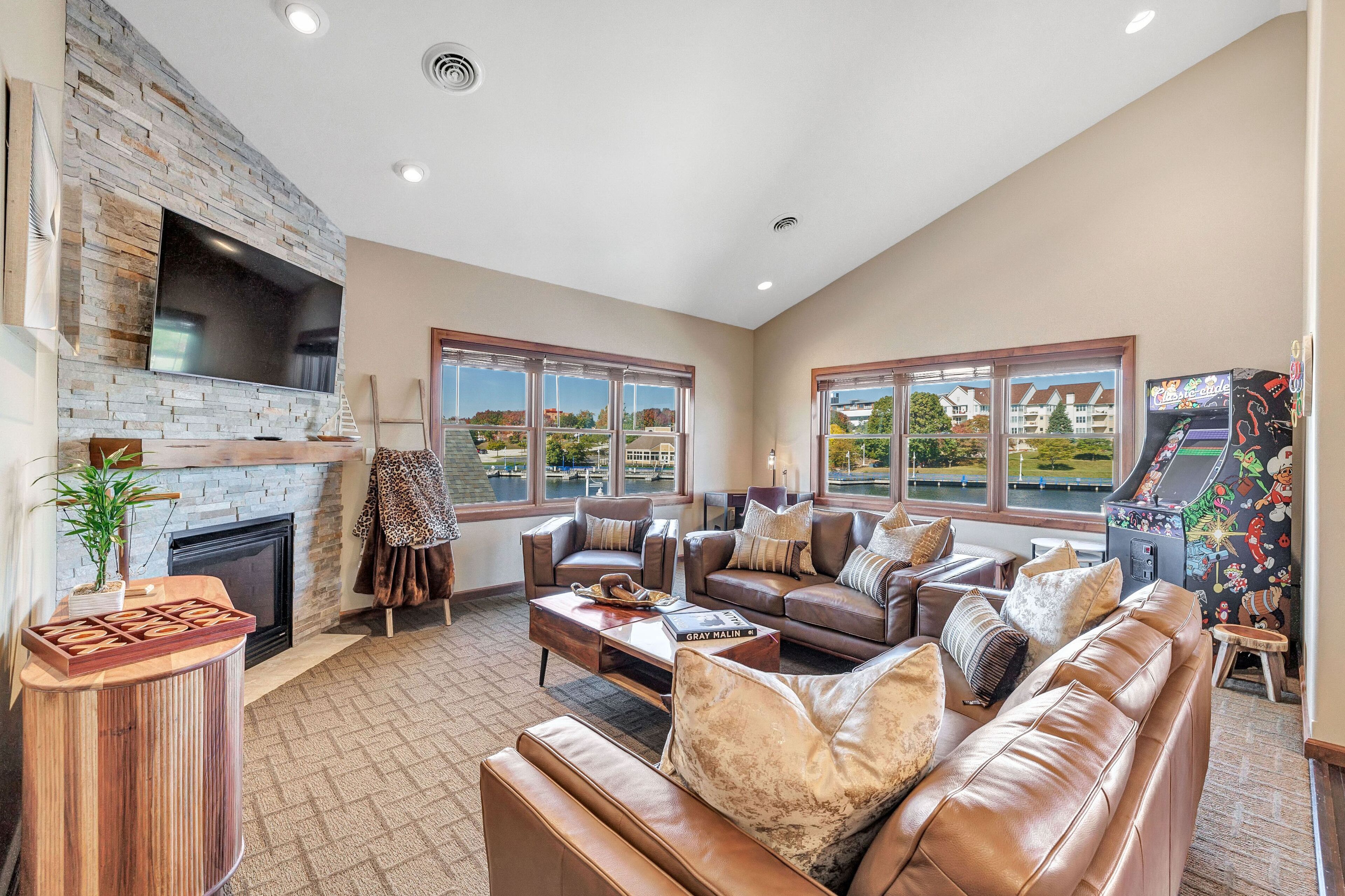 Over 1600 sq ft overlooking Sheboygan's Riverfront District right on the water.