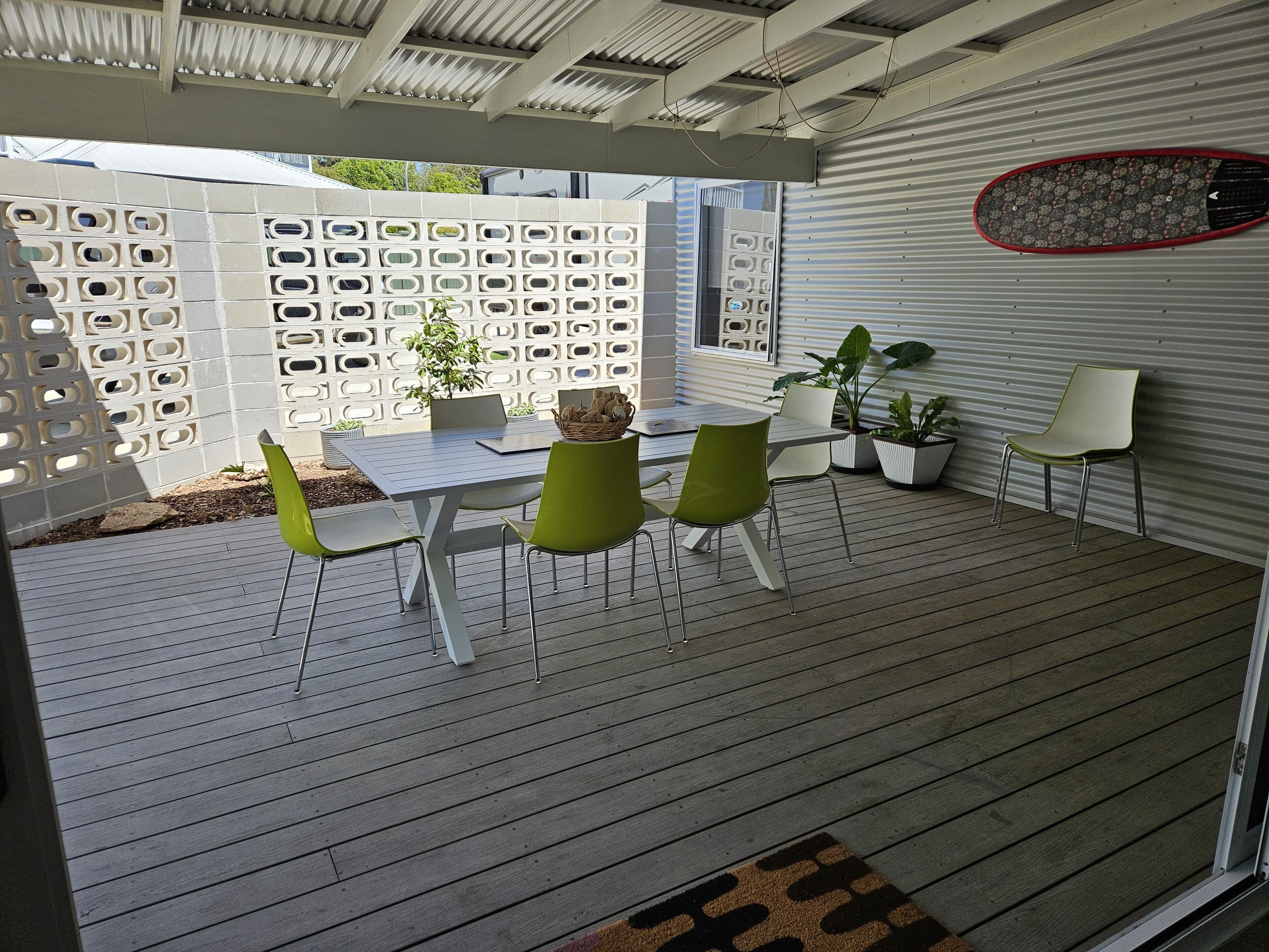 Bright happy home suitable for two couples or upgrade to five guests.
