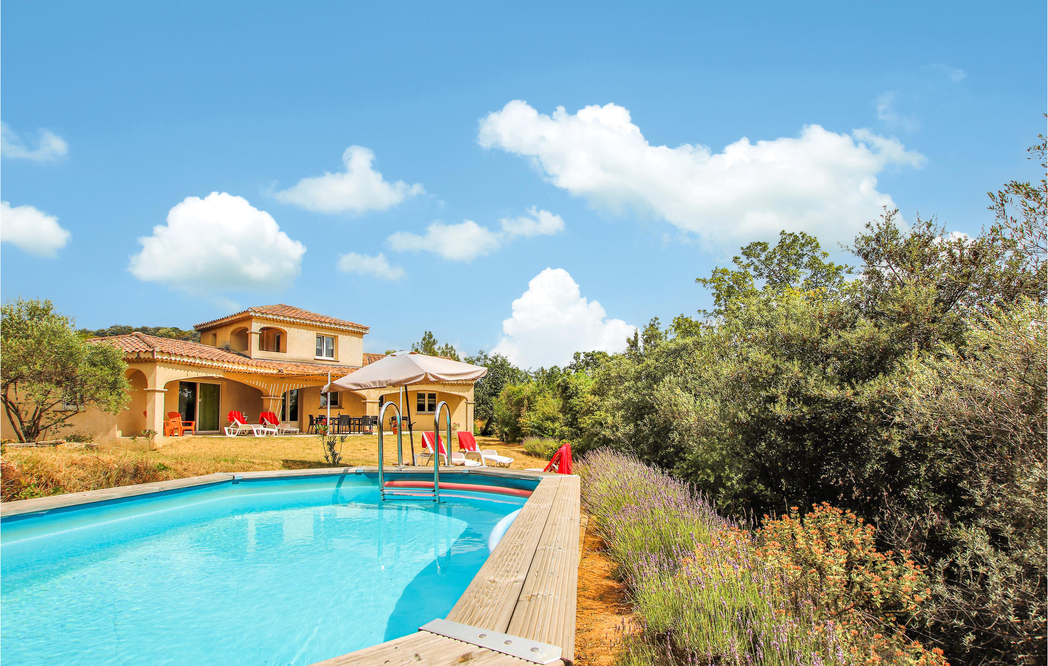 Nice home in St Julien De Peyrolas with 3 Bedrooms, WiFi and Private swimming pool